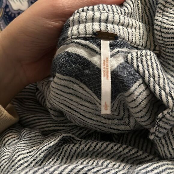 Free People | On the Road Button Stripe Tee Oxford Tunic | L - Picture 6 of 6
